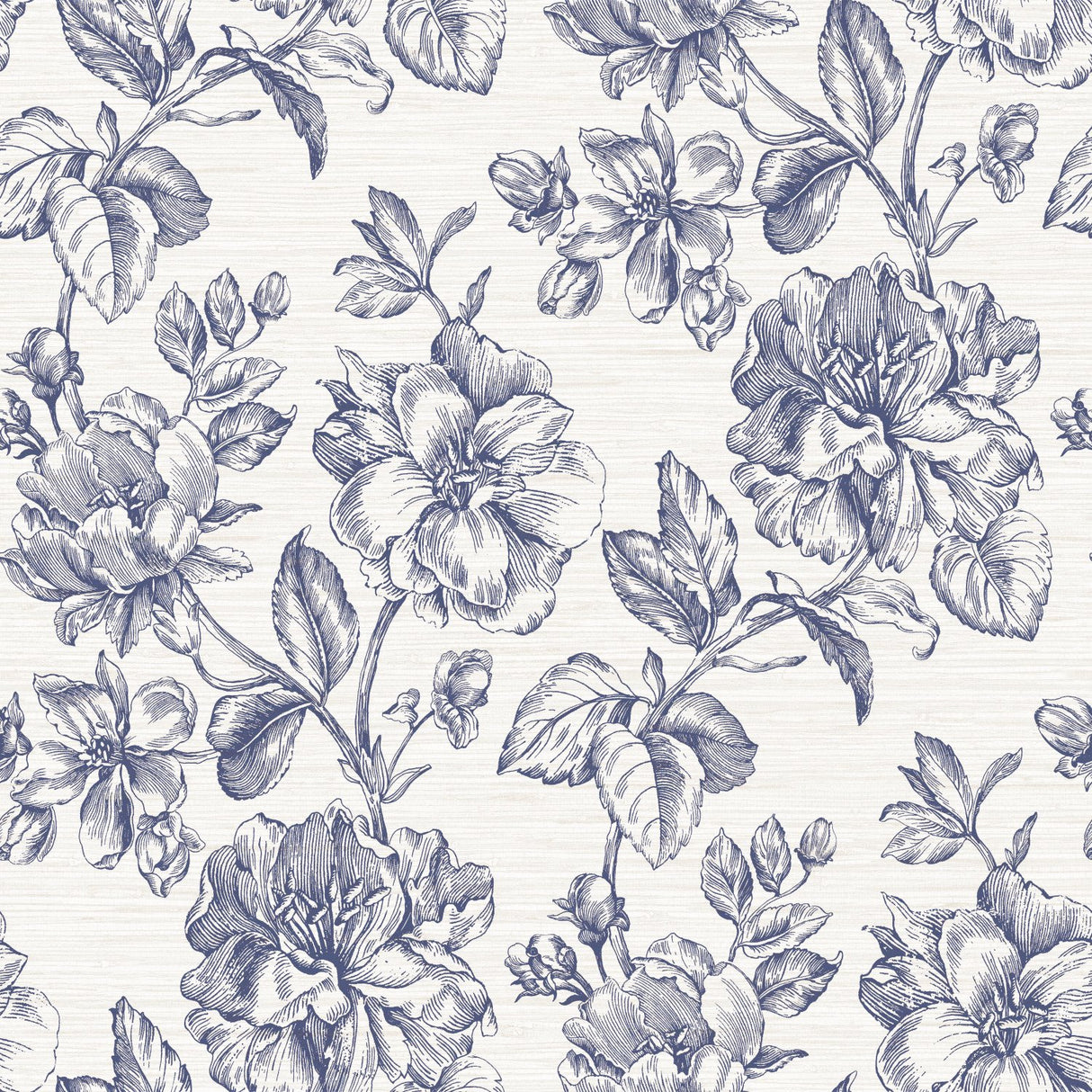 Flower Girl Blue Peel & Stick Wallpaper with Modern Botanical Floral Pattern - York RMK12577RL