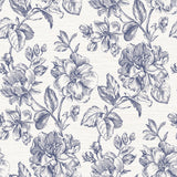 Flower Girl Blue Peel & Stick Wallpaper with Modern Botanical Floral Pattern - York RMK12577RL