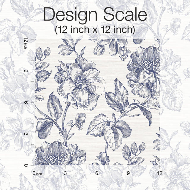 Flower Girl Blue Peel & Stick Wallpaper with Modern Botanical Floral Pattern - York RMK12577RL