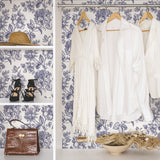 Flower Girl Blue Peel & Stick Wallpaper with Modern Botanical Floral Pattern - York RMK12577RL
