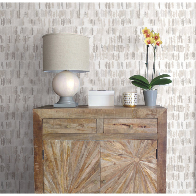 Watercolor Fountain Neutral Peel & Stick Wallpaper with Whimsical Geometric Abstract Pattern - York RMK12579RL