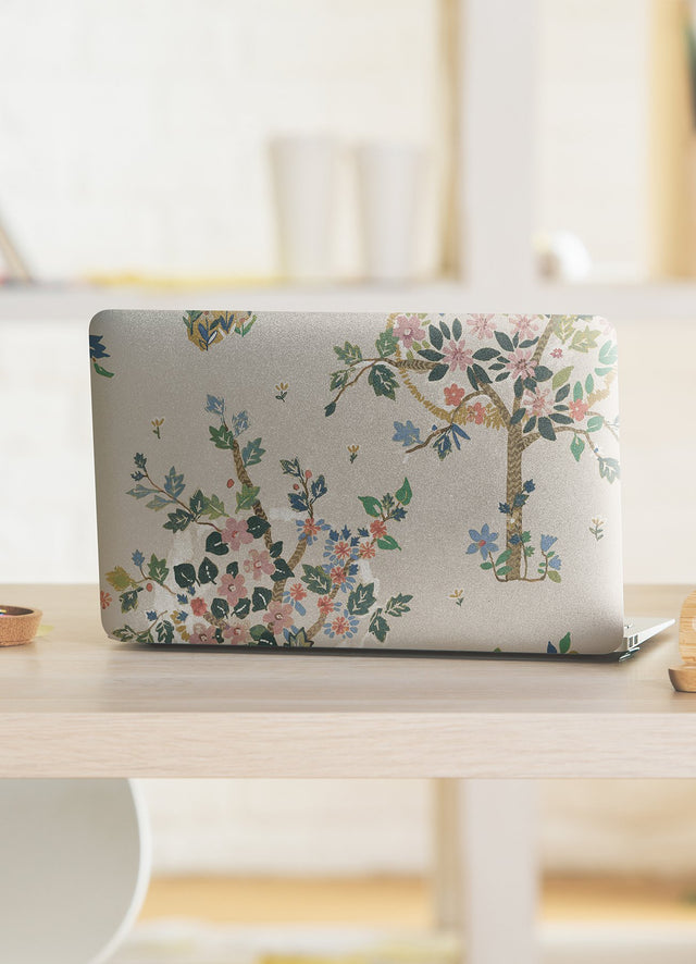 Flowering Peace Tree Taupe Peel & Stick Wallpaper with Botanical Trees - York RMK12585PLW