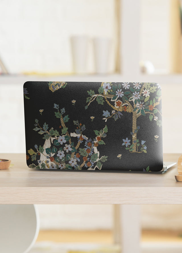Flowering Peace Tree Black Peel & Stick Wallpaper with Botanical Trees Pattern - York RMK12586PLW
