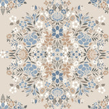 Medallion Floral Taupe Peel & Stick Wallpaper with Botanical Floral Pattern, Traditional Style - York RMK12588PLW