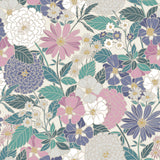 Bohemian Floral Beige Peel & Stick Wallpaper with Traditional Botanical Flower Pattern - York RMK12589PLW