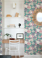 Bohemian Floral Beige Peel & Stick Wallpaper with Traditional Botanical Flower Pattern - York RMK12589PLW