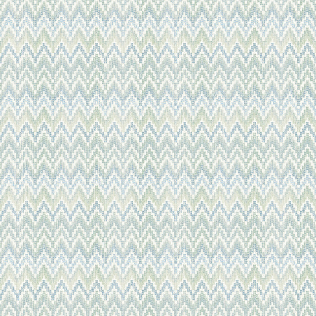 Waverly Heartbeat Green/Blue Peel & Stick Wallpaper with Chevron Botanical Pattern - York RMK12601PL