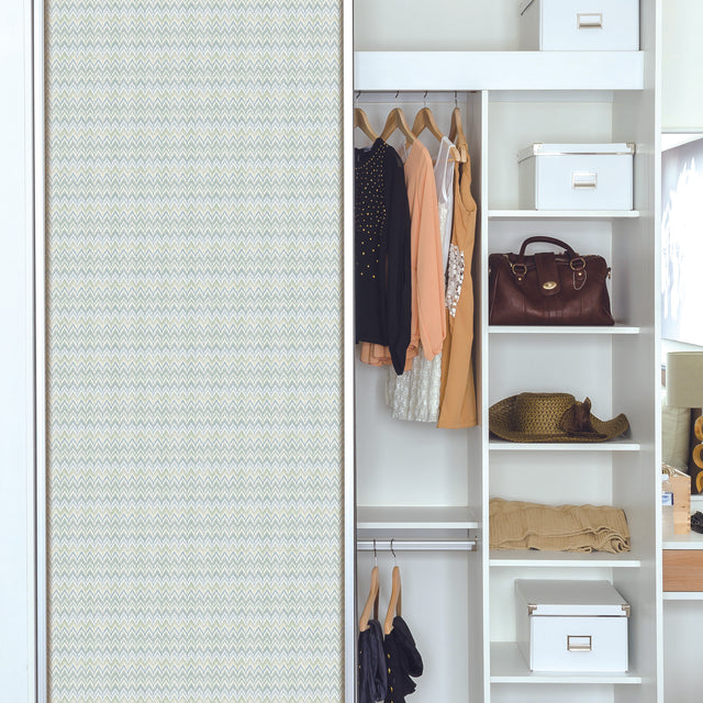 Waverly Heartbeat Green/Blue Peel & Stick Wallpaper with Chevron Botanical Pattern - York RMK12601PL
