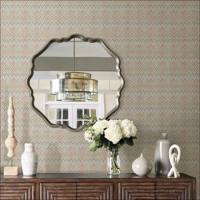 Waverly Heartbeat Pink/Teal Geometric Chevron Peel & Stick Wallpaper - York RMK12602PL