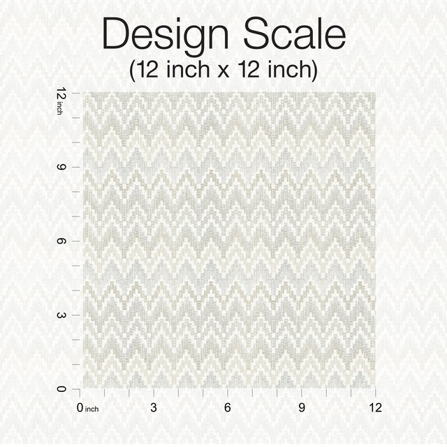 Waverly Heartbeat Neutral Peel & Stick Wallpaper with Geometric Chevron Pattern - York RMK12603PL