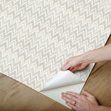 Waverly Heartbeat Neutral Peel & Stick Wallpaper with Geometric Chevron Pattern - York RMK12603PL