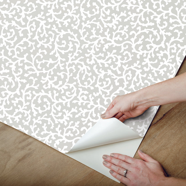 Waverly Savoy Grey Peel & Stick Wallpaper