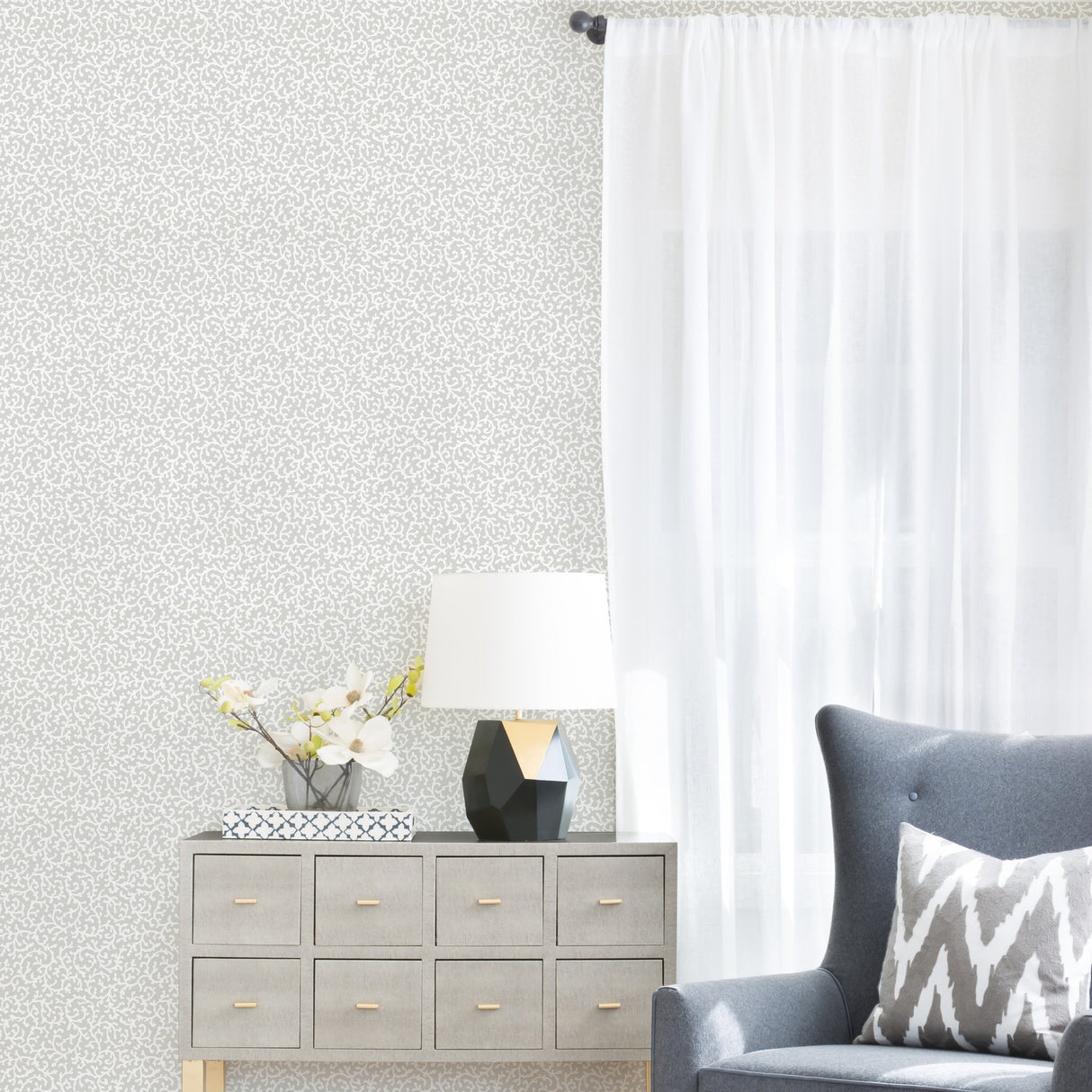 Waverly Savoy Grey Peel & Stick Wallpaper