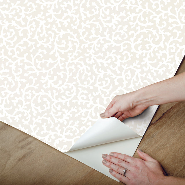 Waverly Savoy Beige Peel & Stick Wallpaper