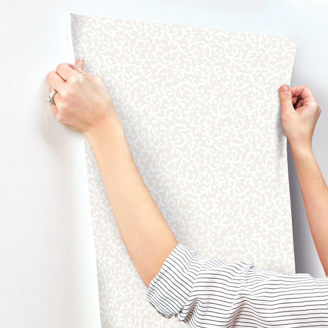 Waverly Savoy Beige Peel & Stick Wallpaper