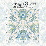 Waverly Clifton Hall Blue/Green Jacobean Floral Peel & Stick Wallpaper - RoomMates RMK12607PLW