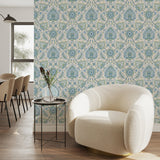 Waverly Clifton Hall Blue/Green Jacobean Floral Peel & Stick Wallpaper - RoomMates RMK12607PLW