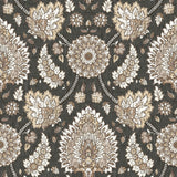 Waverly Clifton Hall Charcoal Peel & Stick Wallpaper with Traditional Jacobean Floral Pattern - York RMK12608PLW