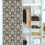 Waverly Clifton Hall Charcoal Peel & Stick Wallpaper with Traditional Jacobean Floral Pattern - York RMK12608PLW