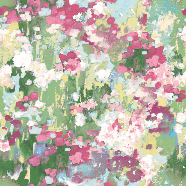 Waverly Abstract Garden Pink Peel & Stick Wallpaper with Whimsical Abstract Floral Pattern - York RMK12609PLW