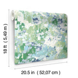 Waverly Abstract Garden Blue Peel & Stick Wallpaper with Whimsical Abstract Flowers - York RMK12610PLW