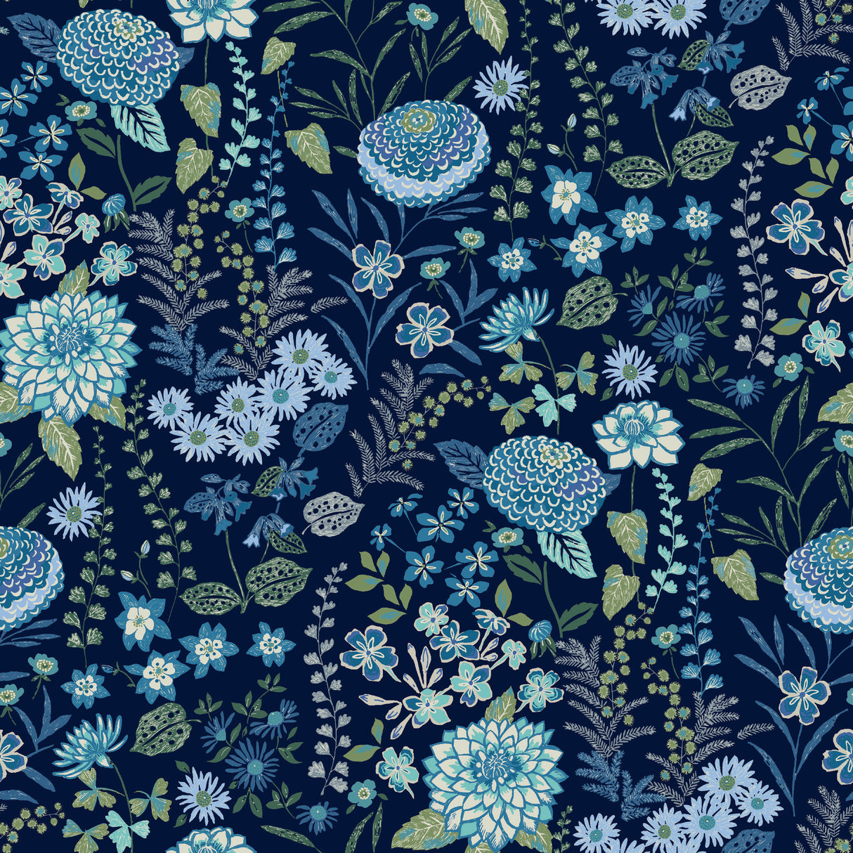 Waverly Fiona Floral Blue Peel & Stick Wallpaper