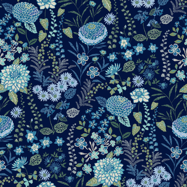 Waverly Fiona Floral Blue Peel & Stick Wallpaper