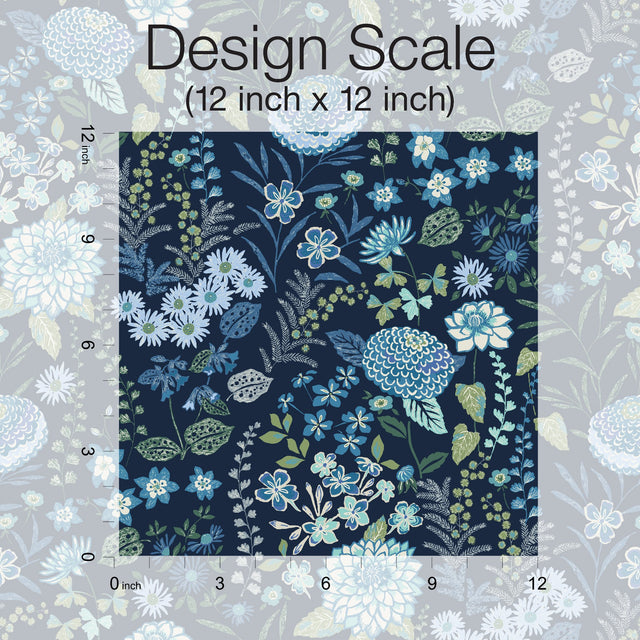 Waverly Fiona Floral Blue Peel & Stick Wallpaper
