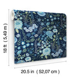 Waverly Fiona Floral Blue Peel & Stick Wallpaper