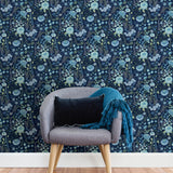 Waverly Fiona Floral Blue Peel & Stick Wallpaper