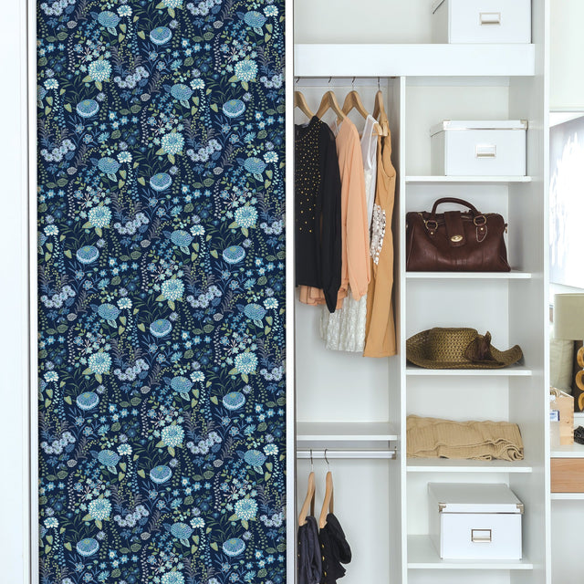 Waverly Fiona Floral Blue Peel & Stick Wallpaper