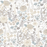 Waverly Fiona Floral Neutral Peel & Stick Vinyl Wallpaper with Botanical Flower Pattern, Traditional Style - York RMK12612PLW
