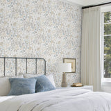 Waverly Fiona Floral Neutral Peel & Stick Vinyl Wallpaper with Botanical Flower Pattern, Traditional Style - York RMK12612PLW