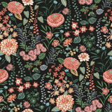 Waverly Fiona Floral Black Peel & Stick Wallpaper with Traditional Botanical Flowers - York RMK12613PLW