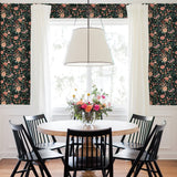 Waverly Fiona Floral Black Peel & Stick Wallpaper with Traditional Botanical Flowers - York RMK12613PLW