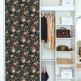Waverly Fiona Floral Black Peel & Stick Wallpaper with Traditional Botanical Flowers - York RMK12613PLW
