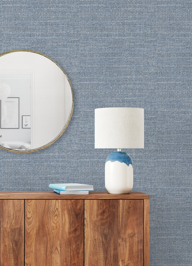 Tweed Blue Peel & Stick Wallpaper with Textured Abstract Motif - York RMK12614WP