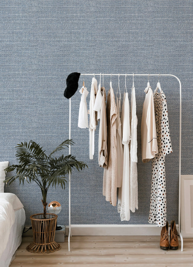 Tweed Blue Peel & Stick Wallpaper with Textured Abstract Motif - York RMK12614WP