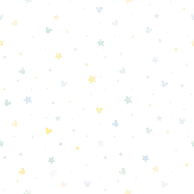 Mickey Mouse Confetti Blue Peel & Stick Wallpaper with Pastel Stars  York RMK12620RL