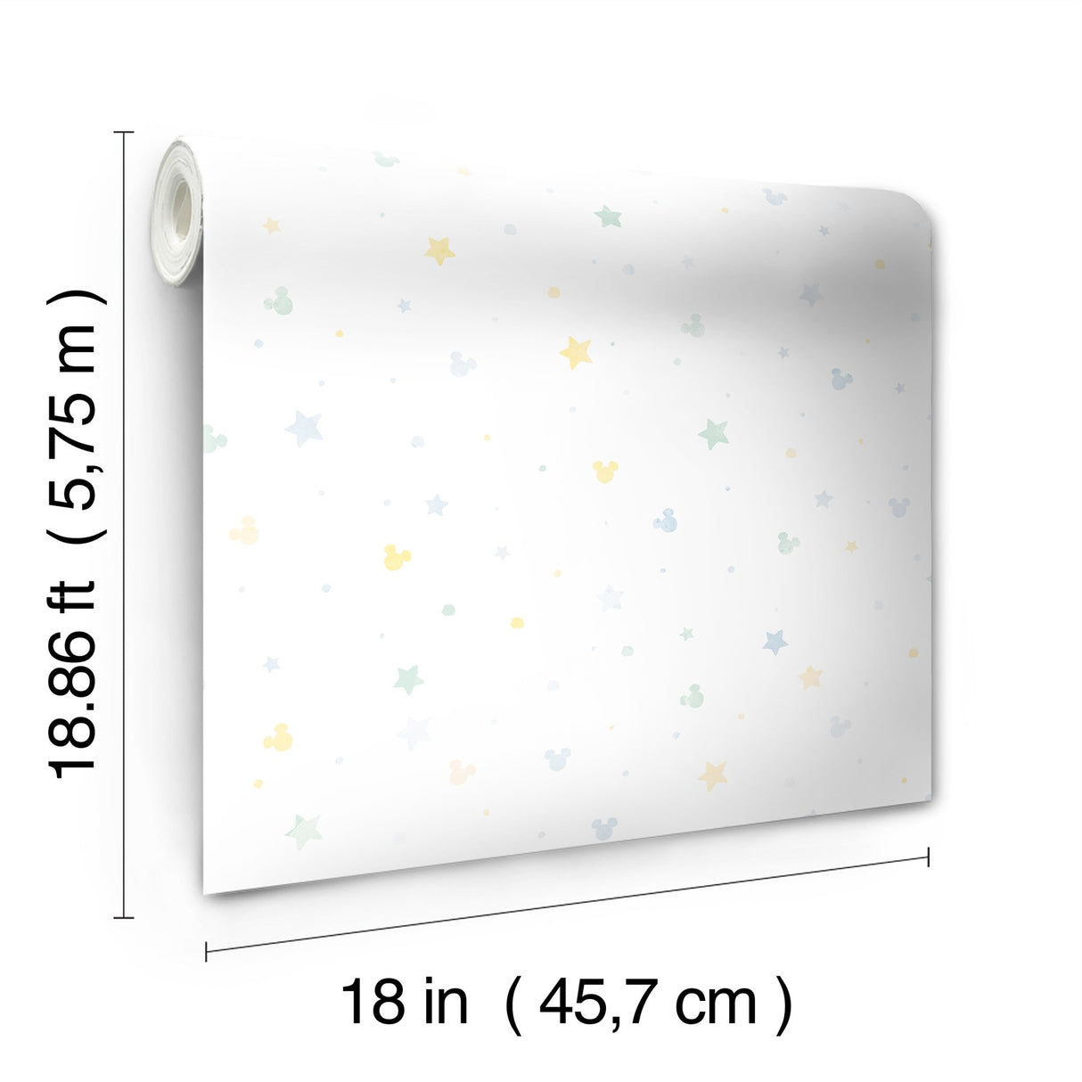 Mickey Mouse Confetti Blue Peel & Stick Wallpaper with Pastel Stars  York RMK12620RL