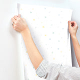 Mickey Mouse Confetti Blue Peel & Stick Wallpaper with Pastel Stars  York RMK12620RL