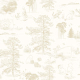 Winnie The Pooh Beige Toile Peel & Stick Wallpaper with Kids Novelty Style - York RMK12622RL