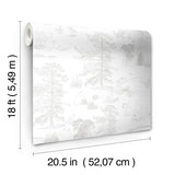 Winnie The Pooh Grey Toile Peel & Stick Wallpaper with Disney Novelty Kids Style - York RMK12623RL