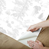 Winnie The Pooh Grey Toile Peel & Stick Wallpaper with Disney Novelty Kids Style - York RMK12623RL
