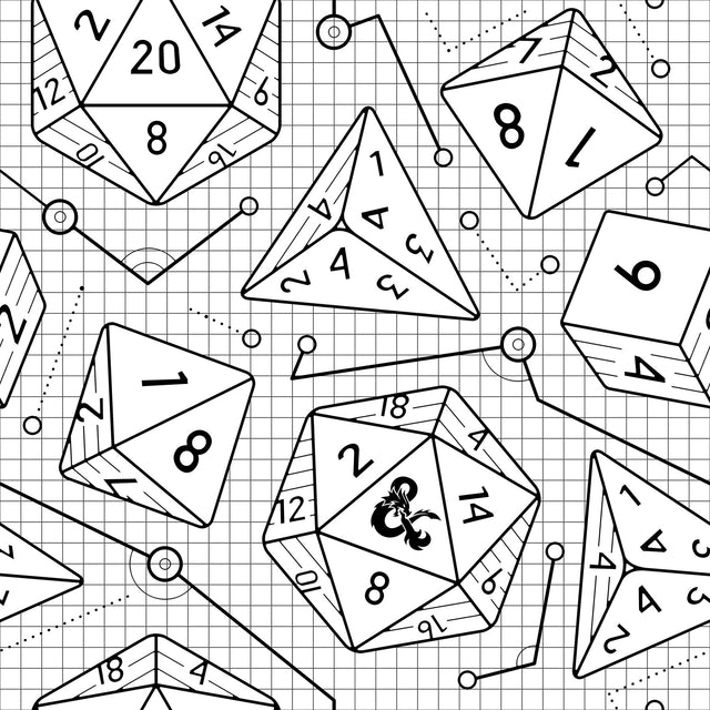 Dungeons & Dragons White Peel & Stick Wallpaper with Geometric Dice Pattern - York RMK12624RL