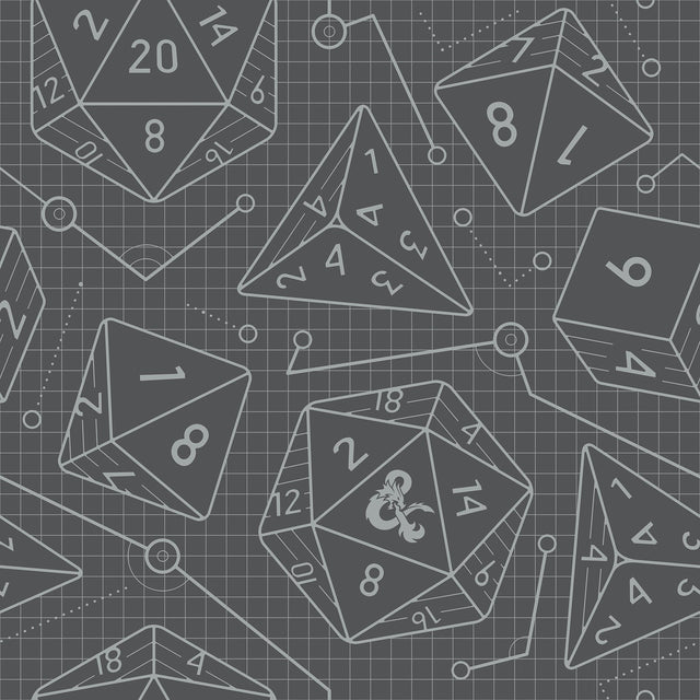 Dungeons & Dragons Charcoal Peel & Stick Wallpaper with Geometric Dice Pattern - RoomMates RMK12625RL