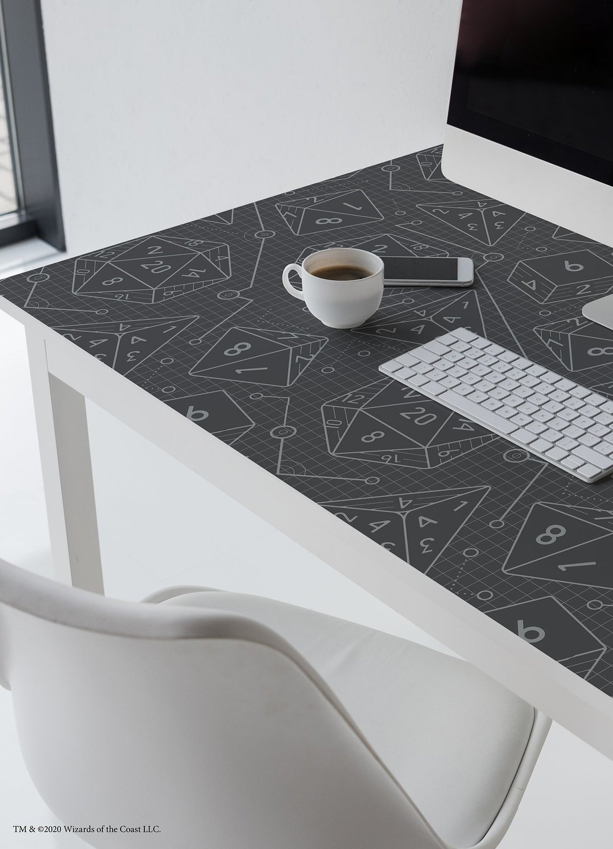 Dungeons & Dragons Charcoal Peel & Stick Wallpaper with Geometric Dice Pattern - RoomMates RMK12625RL