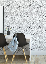 Pokémon Black Peel & Stick Wallpaper with Character Faces Line Art - York RMK12626RL