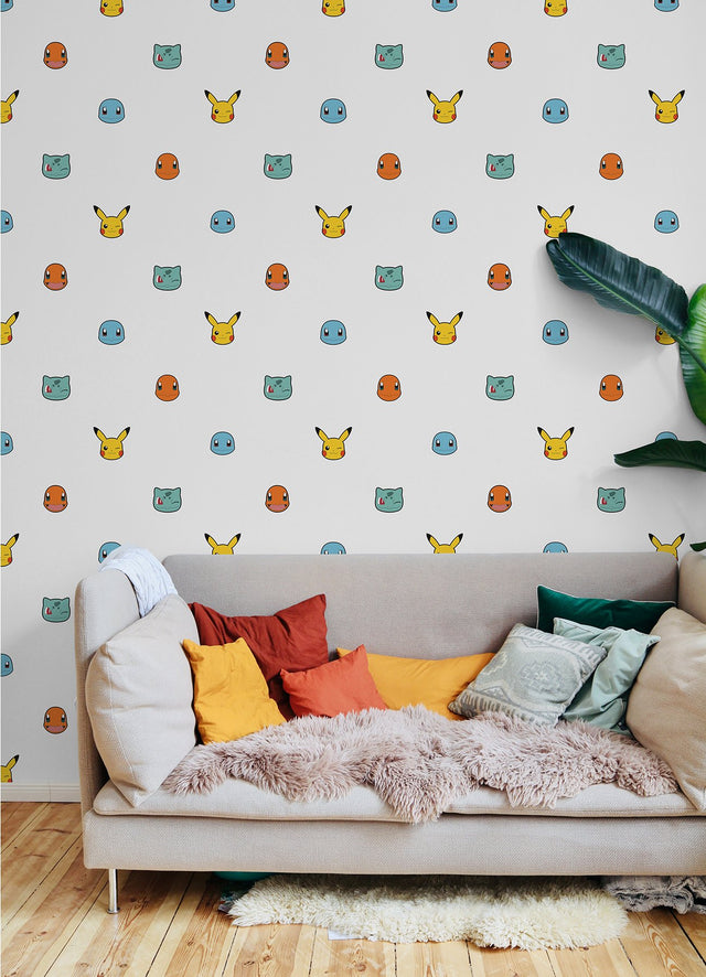 Pokémon Character Faces Multicolor Peel & Stick Wallpaper with Novelty Graphics - York RMK12627RL