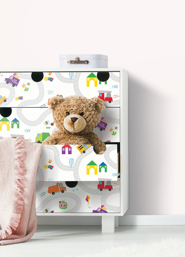 CoComelon Road Map Multicolor Peel & Stick Vinyl Wallpaper with Kids Novelty Graphics - York RMK12629RL